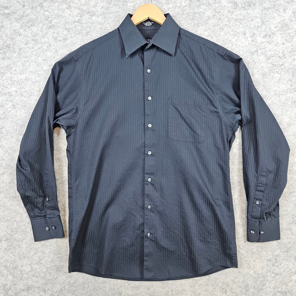 Axcess Claiborne Charcoal Gray Dress‎ Shirt Size M 15 1/2 - 34/35 COLLAR WEAR